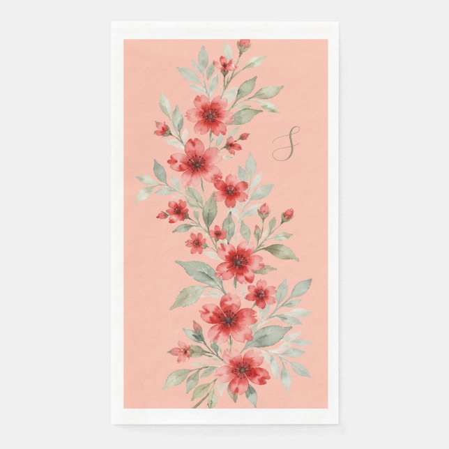 Servilleta De Papel Rojo floral (Anverso)