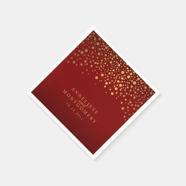 Servilleta De Papel Rojo maroon de oro (Borde)