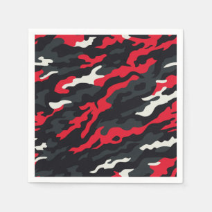 Servilleta De Papel Rojo Negro Gris Blanco Camuflaje Patrón Camuflaje
