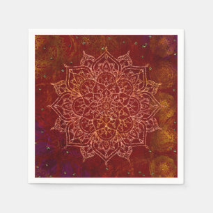 Servilleta De Papel Rojo Óxido Mandala Oro Glam Moderno Chic