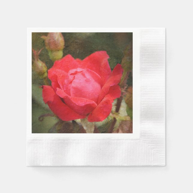 Servilleta De Papel Rojo, rosa rojo (Anverso)