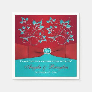 Servilleta De Papel Rojo, servilletas de papel florales de la turquesa