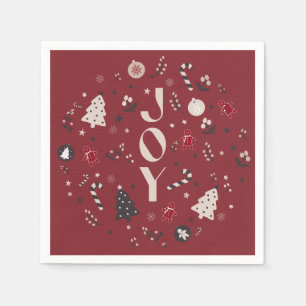 Servilleta De Papel Rojo Vino Nordic Joy Árbol de Navidad Caña de Cara