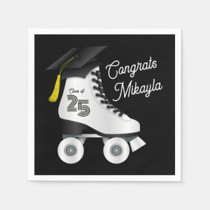 Servilleta De Papel Roller Skate Graduate Party Skyline Rink Black