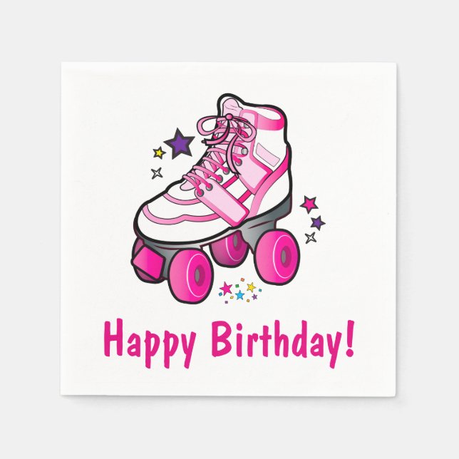 Servilleta De Papel Roller Skate Happy Birthday (Anverso)