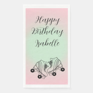 Servilleta De Papel Roller Skate Ombre Rosa Feliz Cumpleaños