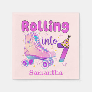 Servilleta De Papel Rolling Into 7  Celebración del cumpleaños del pat