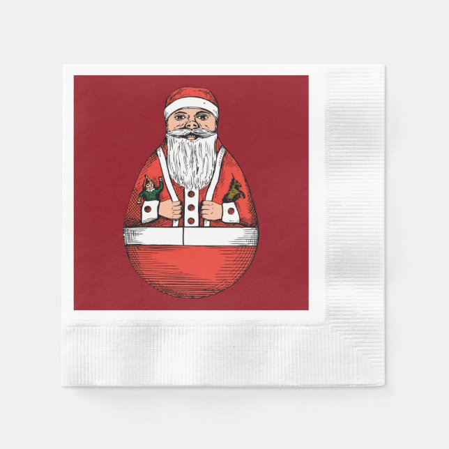 Servilleta De Papel Rolly Polly Santa Toy Red Paper Napkin (Anverso)