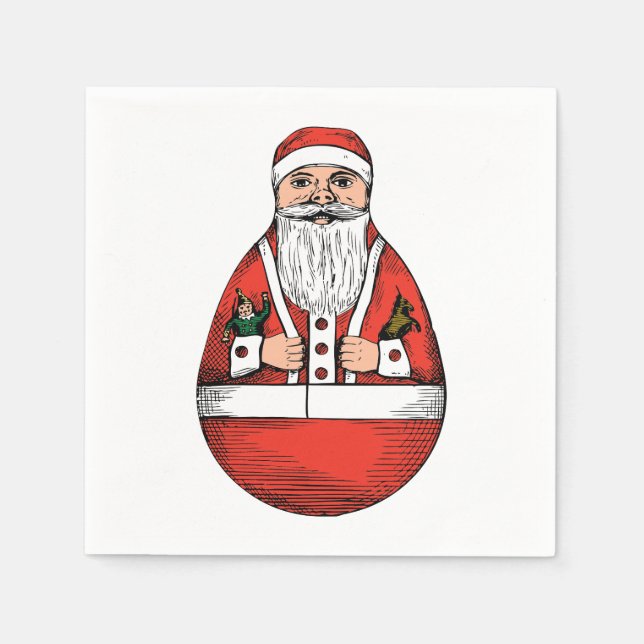 Servilleta De Papel Rolly Polly Santa Toy White Paper Napkin (Anverso)