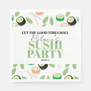 Servilleta De Papel Rolos de fiesta de sushi negro moderno cumpleaños 