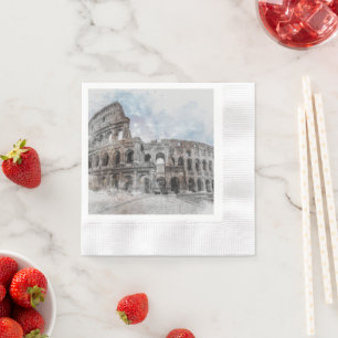 Servilleta De Papel Roma Italia Colosseum Viaje Arte Vintage