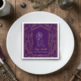 Servilleta De Papel Romance de Caballero y Dama Medieval Borde Dorado