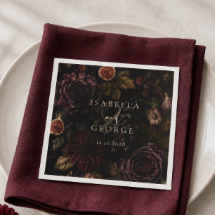 Servilleta De Papel Romance Enraizado Botánico Oscuro Boda