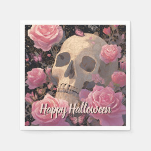 Servilleta De Papel Romance Gótico Floral Calavera Halloween