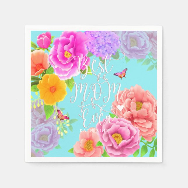 Servilleta De Papel Romaníes Peonies Garden Blue Mejor Mamá (Anverso)