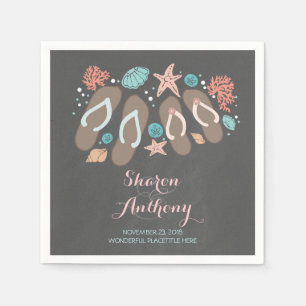 Servilleta De Papel Romantic Beach flip flops Boda Papel
