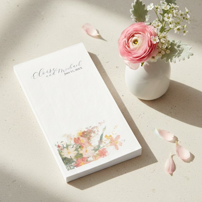 Servilleta De Papel Romantic Blush Painted Floral Wedding (Romantic Blush Painted Floral Wedding Paper Guest Towels)