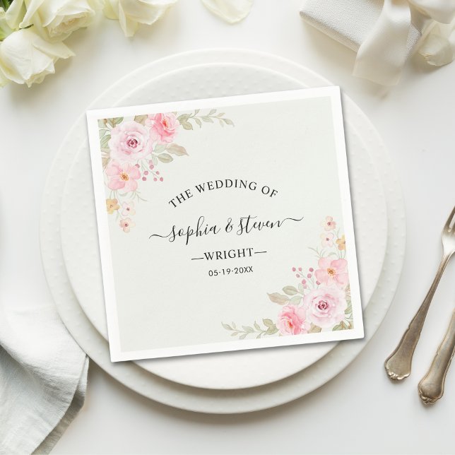 Servilleta De Papel Romantic Blush Rose Wedding (Subido por el creador)