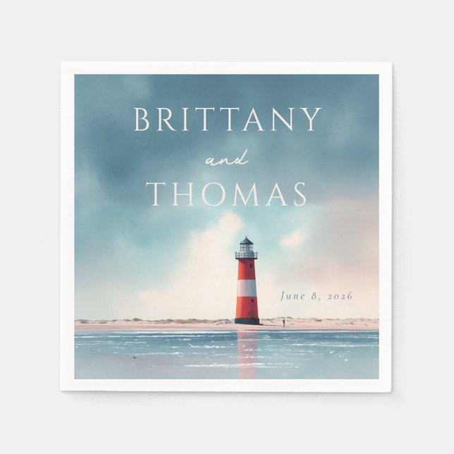 Servilleta De Papel Romantic Coastal Lighthouse Scene (Anverso)