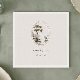 Servilleta De Papel Romantic French Heron Wedding Invitation Napkin