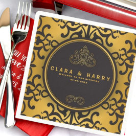 Servilleta De Papel Romantic gold calligraphy vintage floral wedding