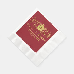 Servilleta De Papel Romantic gold red elegant calligraphy wedding