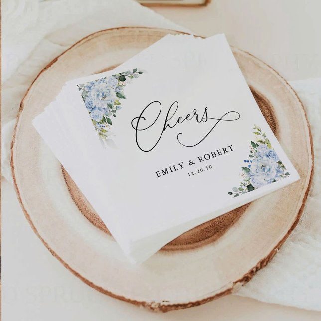 Servilleta De Papel Romantic Light Blue Floral Wedding Napkins (Subido por el creador)