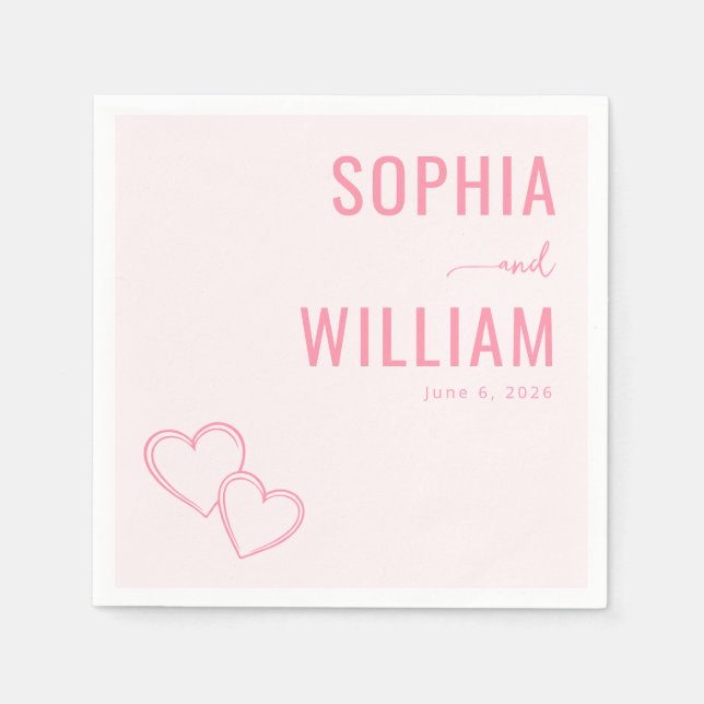 Servilleta De Papel Romantic Pink Hearts (Anverso)