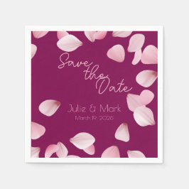 Servilleta De Papel Romantic Pink Petals Save the Date Wedding 