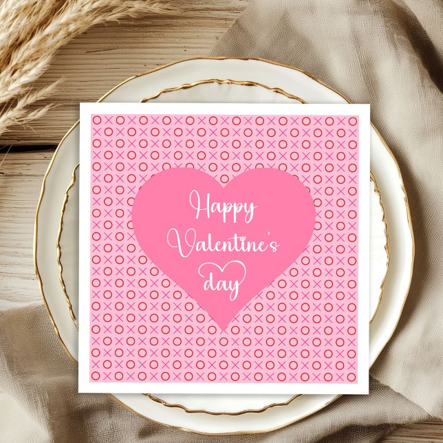 Servilleta De Papel Romantic Pink Red Hearts Valentine Table Decor   (Romantic Pink Red Hearts Valentine Table Decor Napkins)