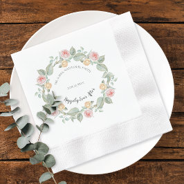 Servilleta De Papel Romantic Pink Rose Wreath Wedding Paper Plates