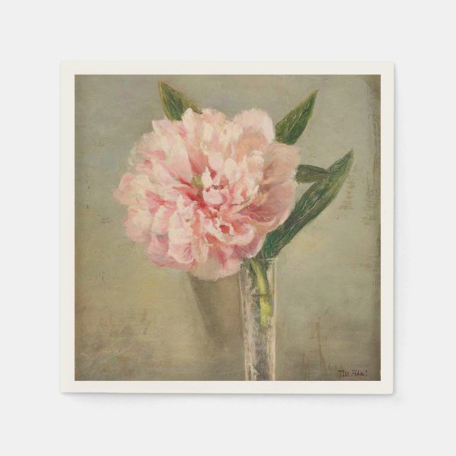 Servilleta De Papel Romantic soft pink peony in vase (Anverso)