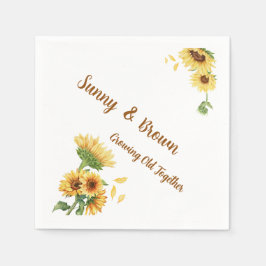 Servilleta De Papel Romantic Sunflower Rustic Yellow Funny Wedding