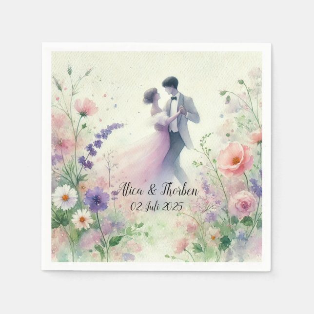 Servilleta De Papel Romantic Wedding pastell Nr.1 (Anverso)