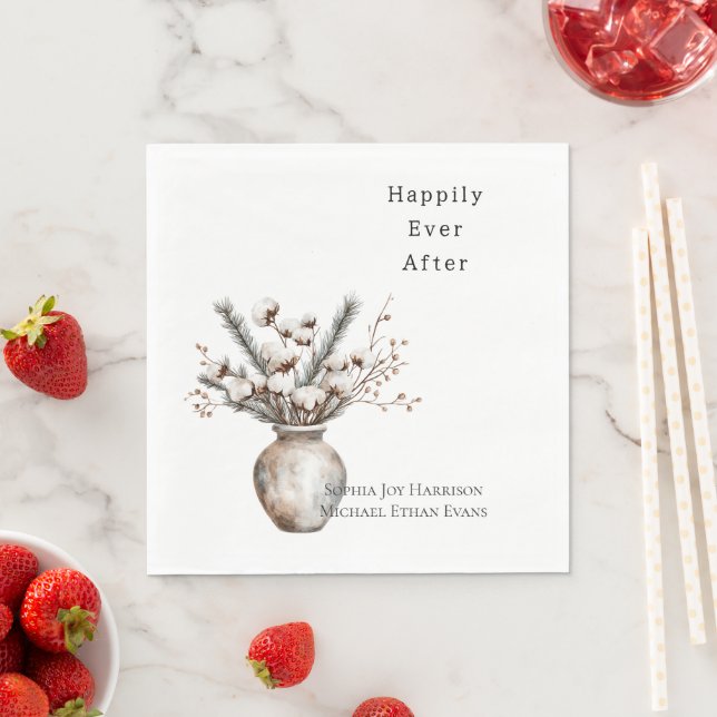 Servilleta De Papel Romantic White Flowering Tree in Vase Wedding (In situ)