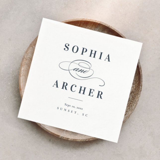 Servilleta De Papel Romántica Marina de caligrafía Boda Blue Elegant (Subido por el creador)