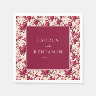 Servilleta De Papel Románticas Rosas Florales Granate