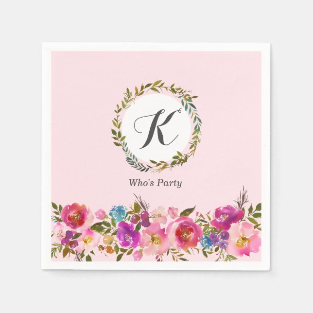 Servilleta De Papel Romántico, acuarela Flor, floral bohemia (Anverso)