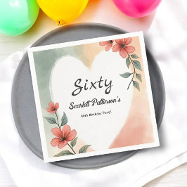 Servilleta De Papel Romántico acuarela Floral Dusty 60 cumpleaños