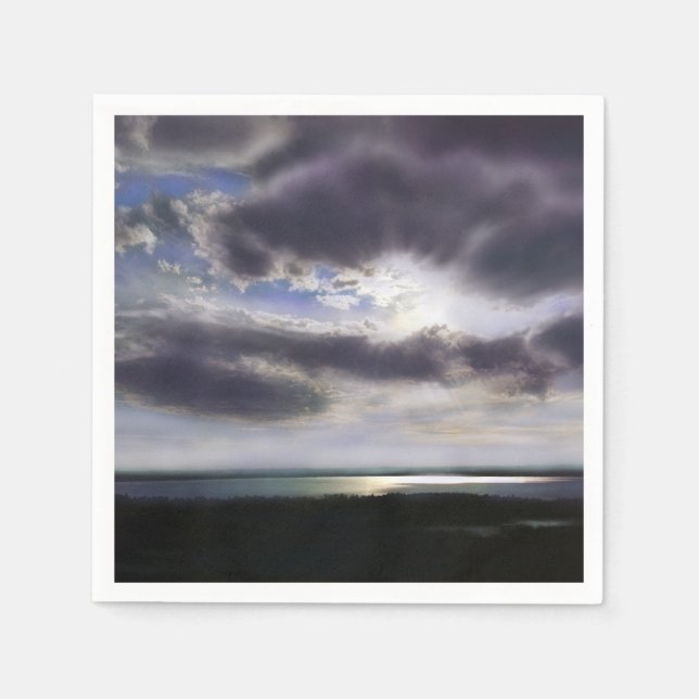 Servilleta De Papel Romántico atardecer sobre el lago (Anverso)