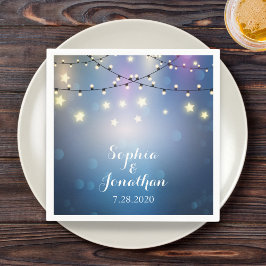 Servilleta De Papel Romántico Boda al aire libre Twinkle String Lights