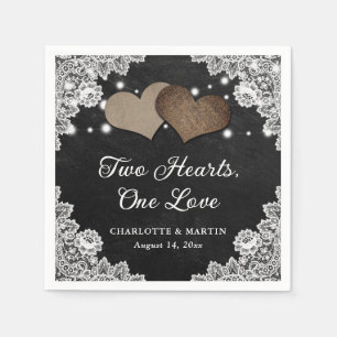 Servilleta De Papel Romántico Boda Rústico-Negro