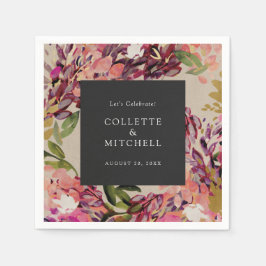 Servilleta De Papel Romántico Bouquet Hot Pink Black Boda