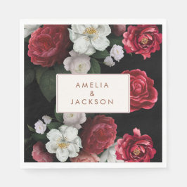 Servilleta De Papel Romántico Burgundy negro y rojo otoño Boda