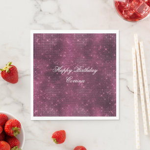 Servilleta De Papel Romántico Burgundy Sparkle Glitzy Cumpleaños
