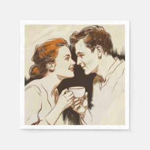 Servilleta De Papel Romántico Café Fecha Parejas Compartiendo Dulce Gl