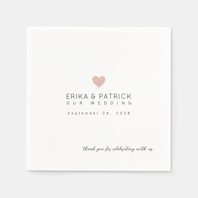 Servilleta De Papel Romántico de diseño boda elegante (Anverso)