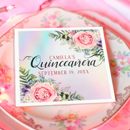 Servilleta De Papel Romántico elegante y encantador Quinceañera floral