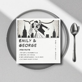 Servilleta De Papel Romántico libro de historietas negro y blanco eleg