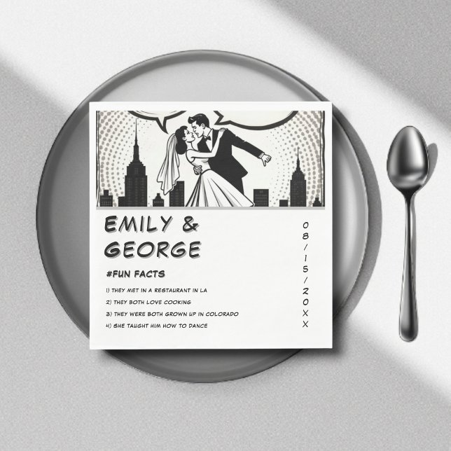 Servilleta De Papel Romántico libro de historietas negro y blanco eleg (Subido por el creador)